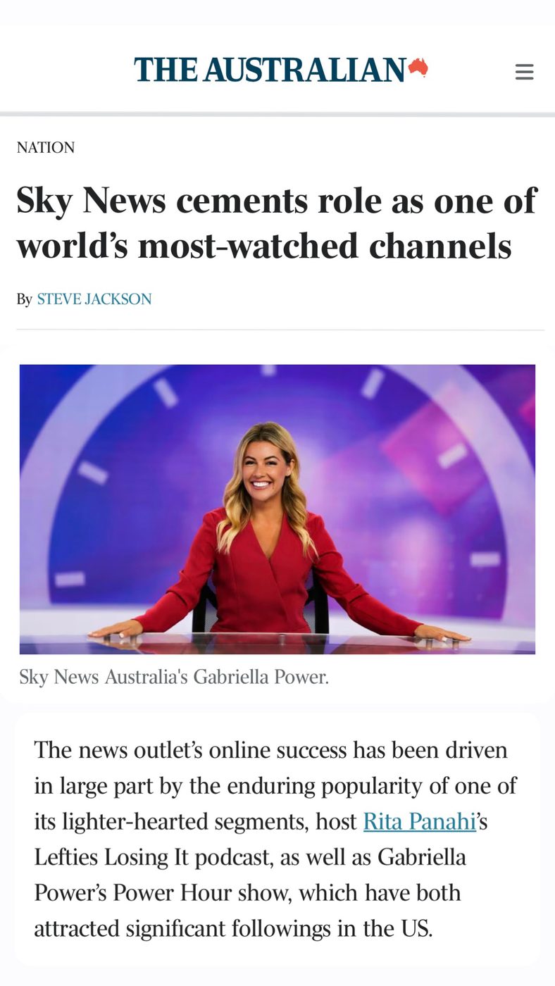 The Australian: Sky News cements role as one of world's most-watched channels
