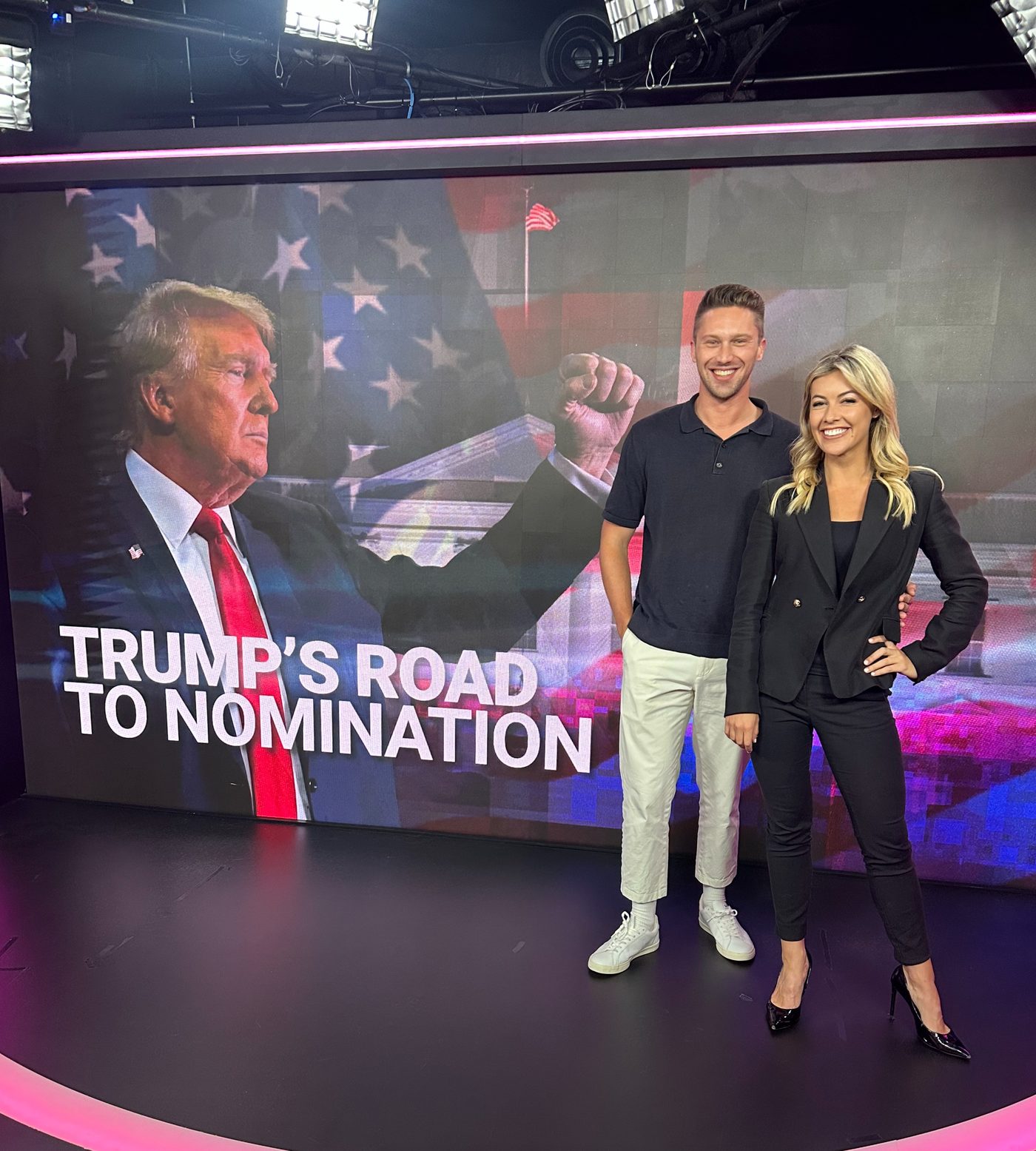 Gabriella Power presenting US election coverage
